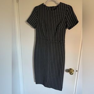 Banana Republic Black and Grey Striped Dress